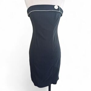 Express Black Strapless Dress with White Trim